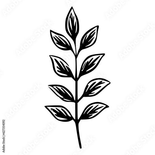 Minimalist branch with leaves icon © Asman