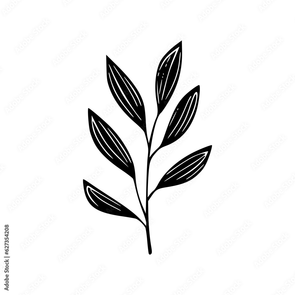 Minimalist branch with leaves icon Minimalist branch with leaves icon