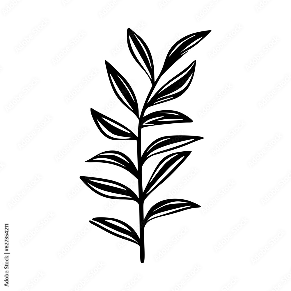 Minimalist branch with leaves icon Minimalist branch with leaves icon
