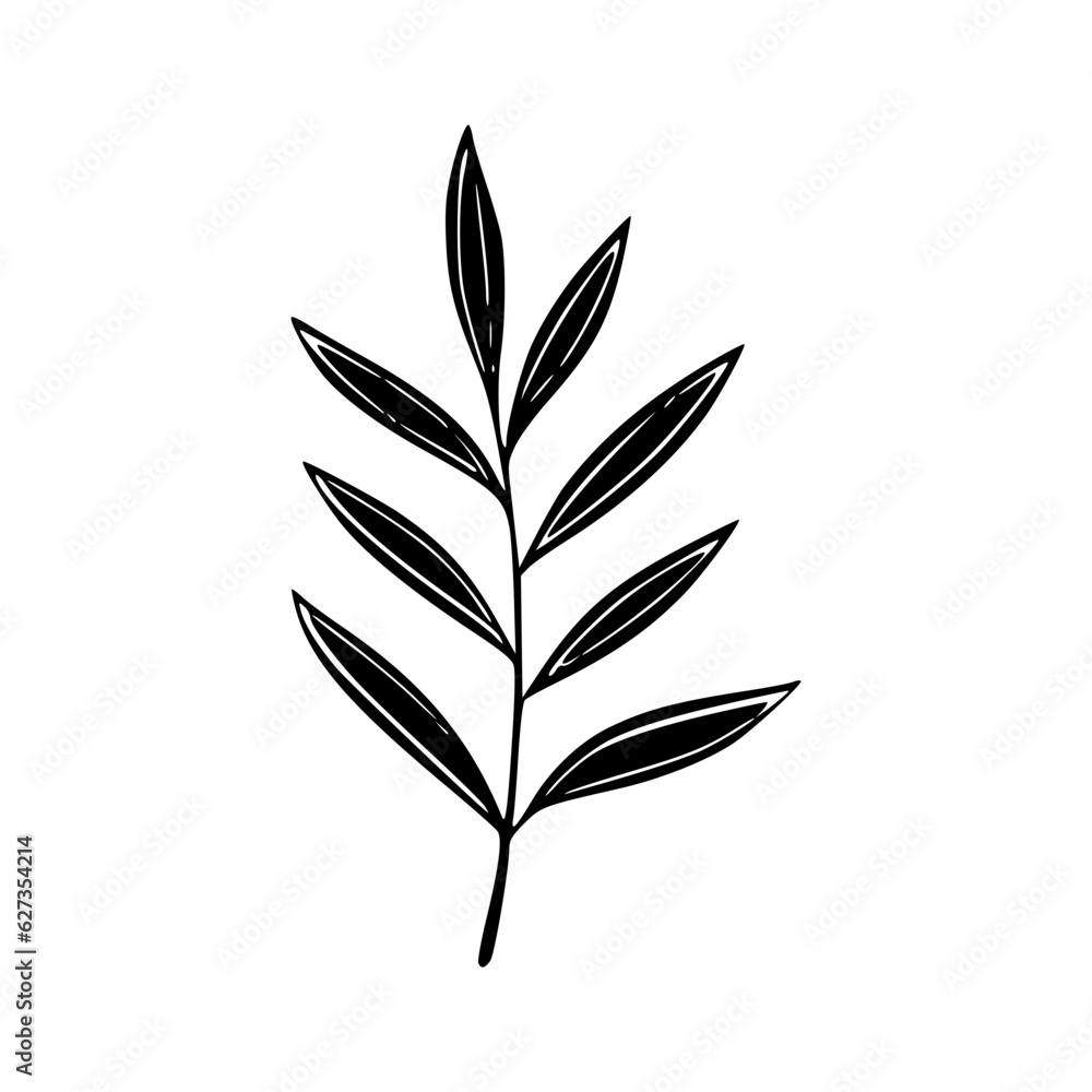 Minimalist branch with leaves icon Minimalist branch with leaves icon