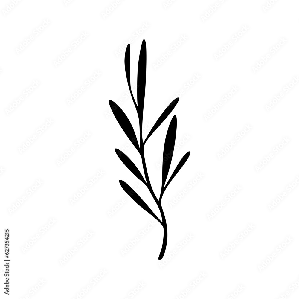 Obraz premium Minimalist branch with leaves icon