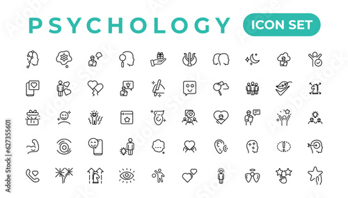 Psychology and mental line icons collection.Set of thin line web icon set, simple outline icons collection, Pixel Perfect icons, Simple vector illustration.