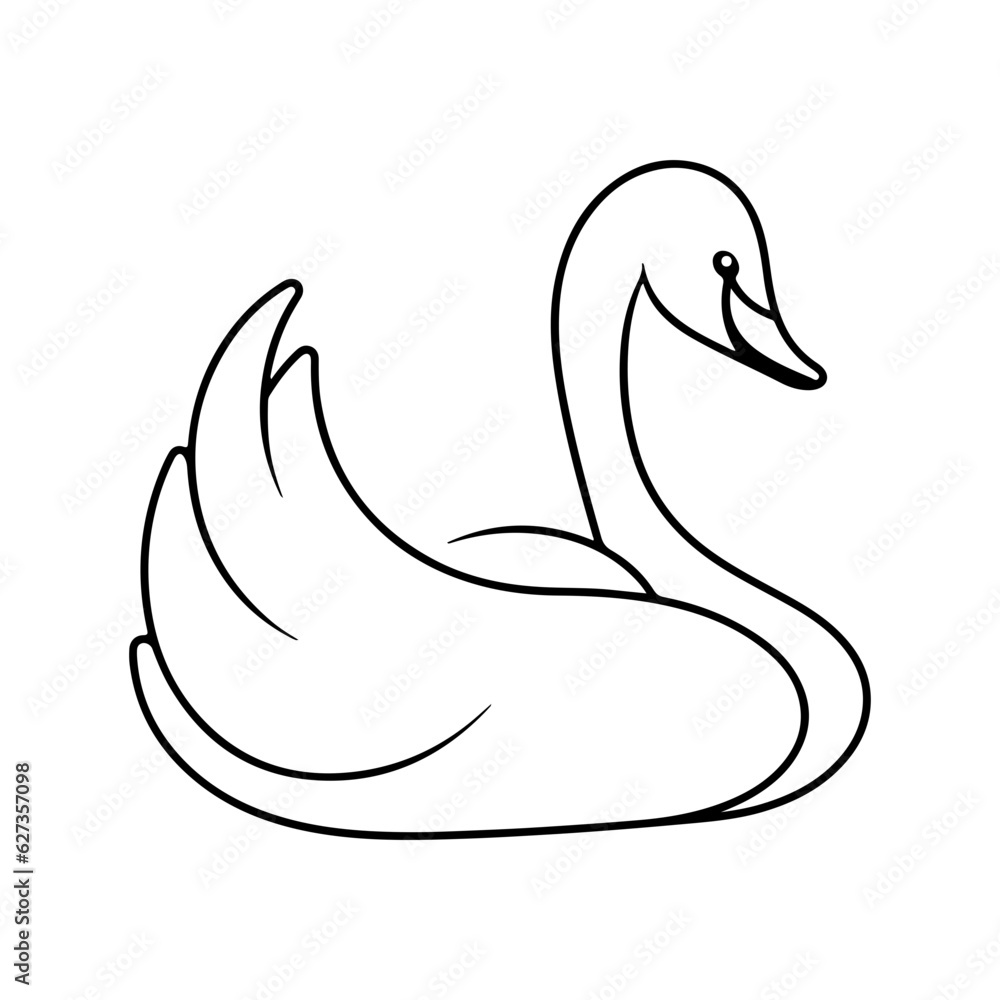 Swan icon in doodle style