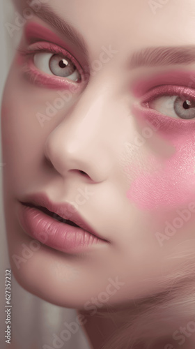 Eye Close-Up of Girl with Pink Makeup  Vibrant Style