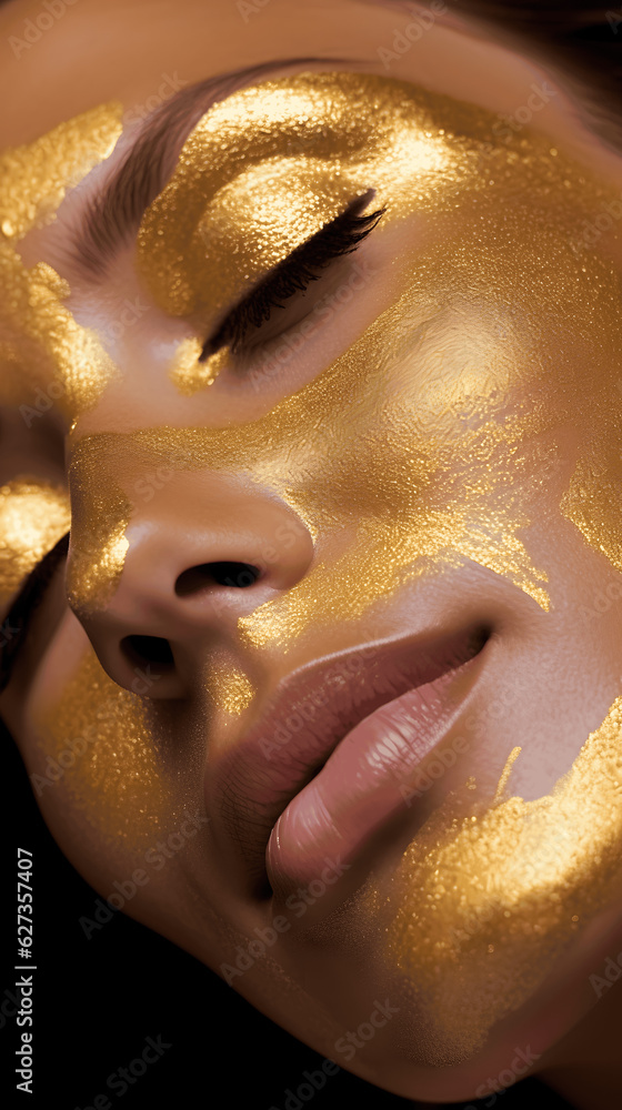 Close-Up of Woman's Face with Mask in Salon, Refreshing Beauty Close-Up of Woman's Face with Mask in Salon, Refreshing Beauty