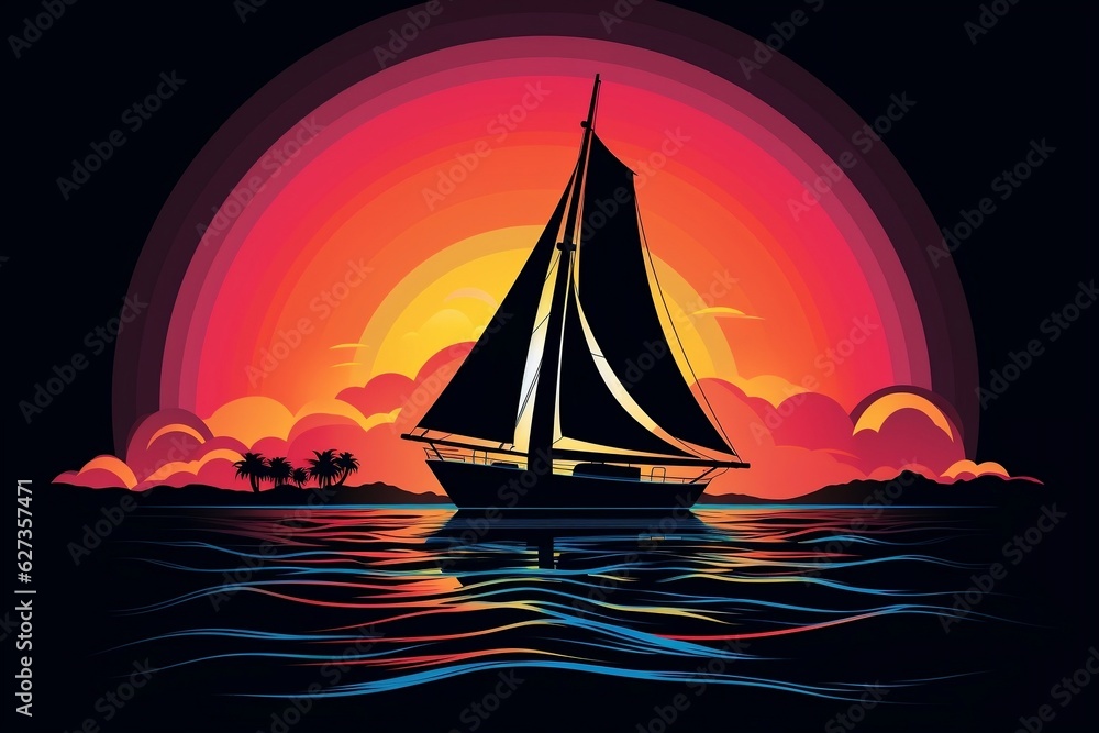 Retro-Style Ai-Generated Windship with Nostalgic Sunset Dark Theme
