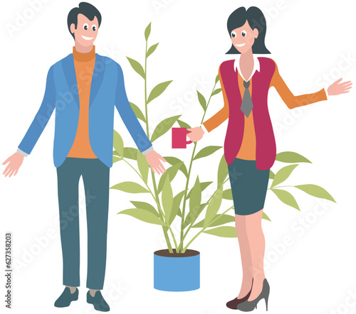 Office workers. Vector illustration. A worker employee demonstrates professionalism and accountability in their work An office manager mentors and develops their team members A business person