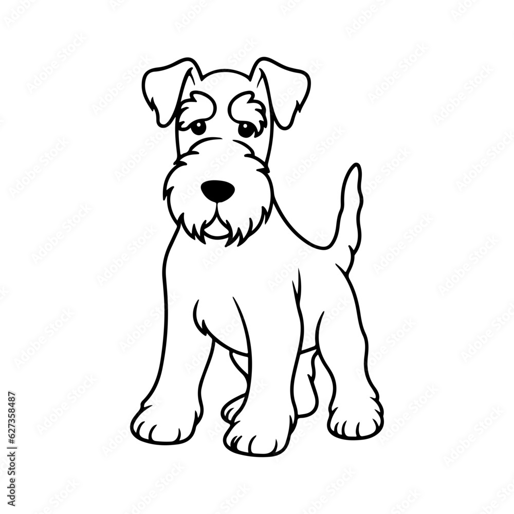 Airedale Terrier, hand drawn cartoon character, dog icon. Airedale Terrier, hand drawn cartoon character, dog icon.