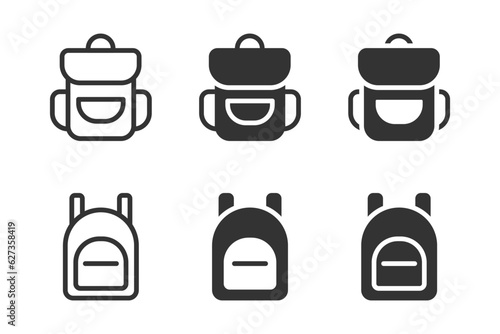 Backpack icon set. Vector illustration.