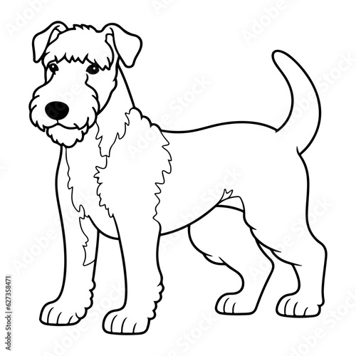 Airedale Terrier, hand drawn cartoon character, dog icon.