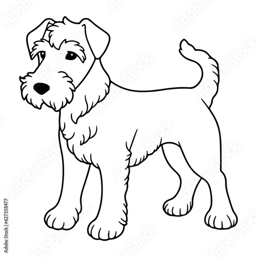 Airedale Terrier, hand drawn cartoon character, dog icon.