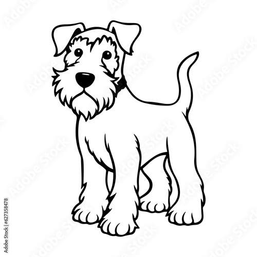 Airedale Terrier, hand drawn cartoon character, dog icon.