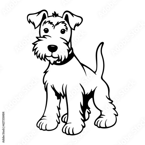 Airedale Terrier, hand drawn cartoon character, dog icon.