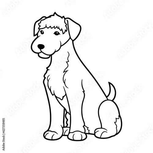 Airedale Terrier, hand drawn cartoon character, dog icon.