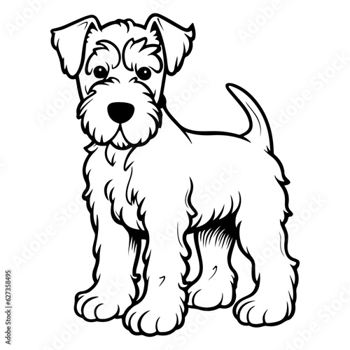 Airedale Terrier, hand drawn cartoon character, dog icon.