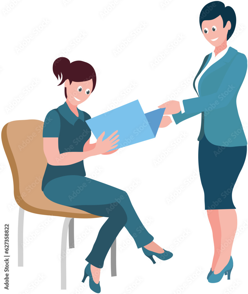 Fototapeta premium Office workers. Vector illustration. A worker employee takes pride in their work and strives for excellence An office manager implements strategies to optimize workflow efficiency A business person