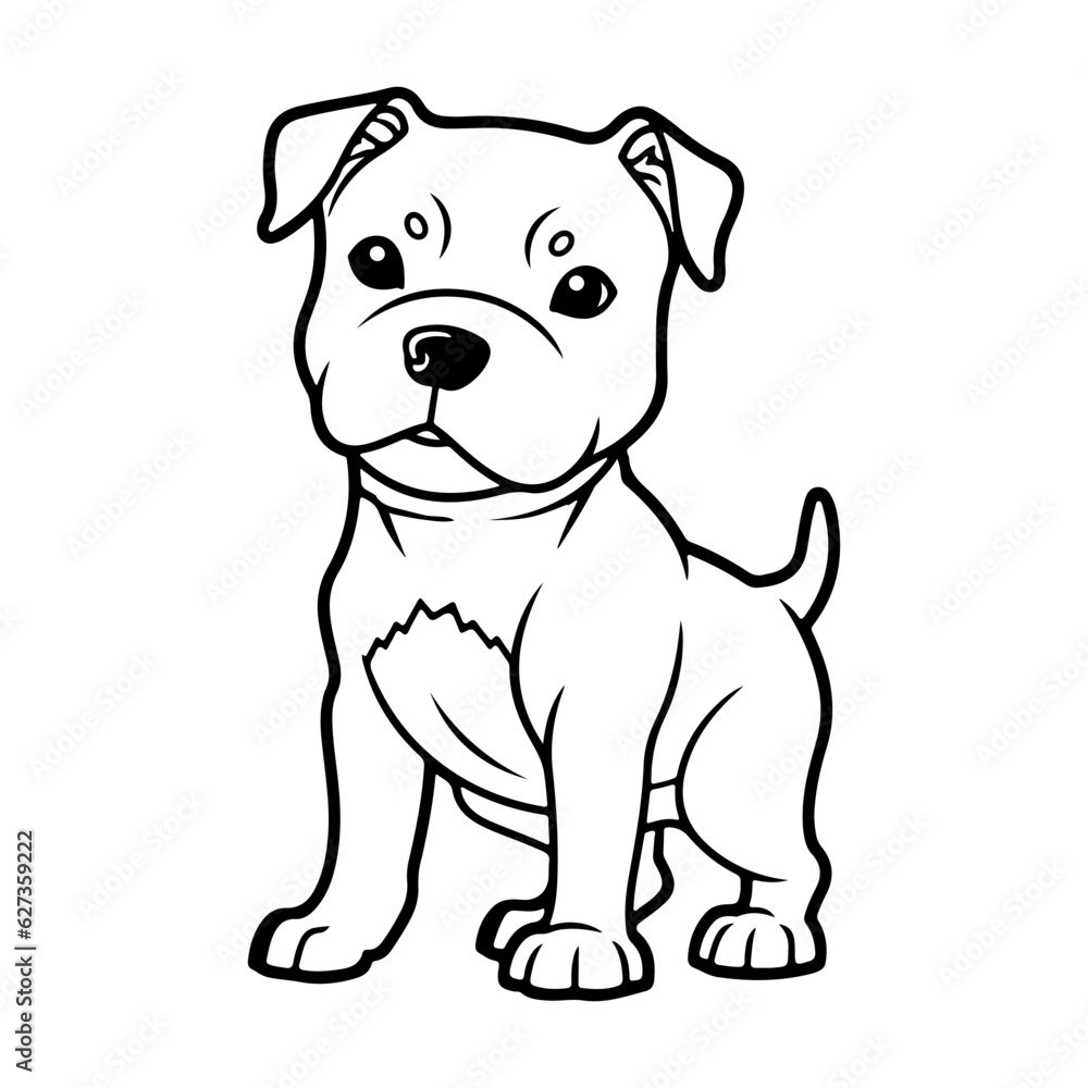 Fototapeta premium American pit bull, hand drawn cartoon character, dog icon.