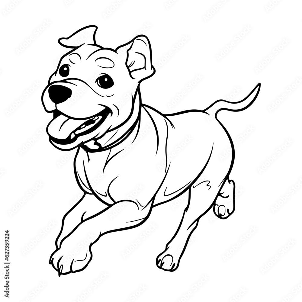 American pit bull, hand drawn cartoon character, dog icon.