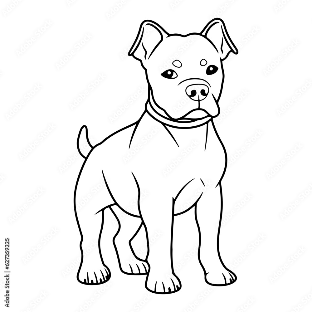 Fototapeta premium American pit bull, hand drawn cartoon character, dog icon.