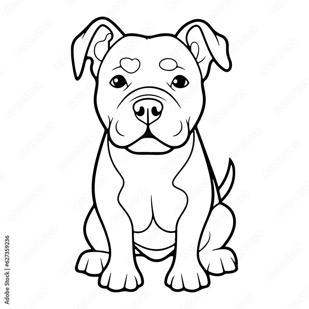 Fototapeta premium American pit bull, hand drawn cartoon character, dog icon.