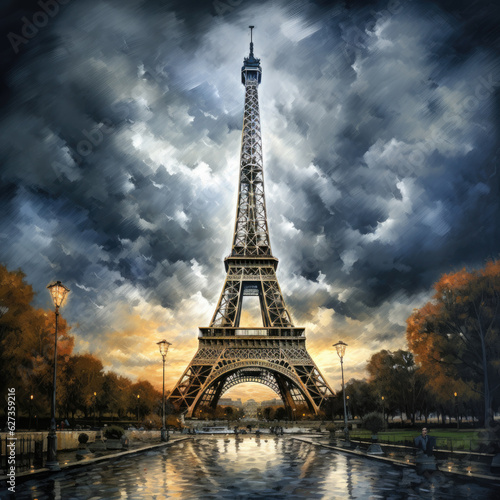 Eiffel Tower, palette knife technique © Alina Chesak