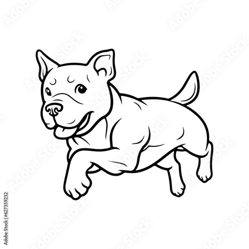 American pit bull  hand drawn cartoon character  dog icon.