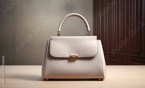 Modern elegant leather bag on coffee table