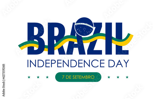 Canvas Print brazil independence day text template vector