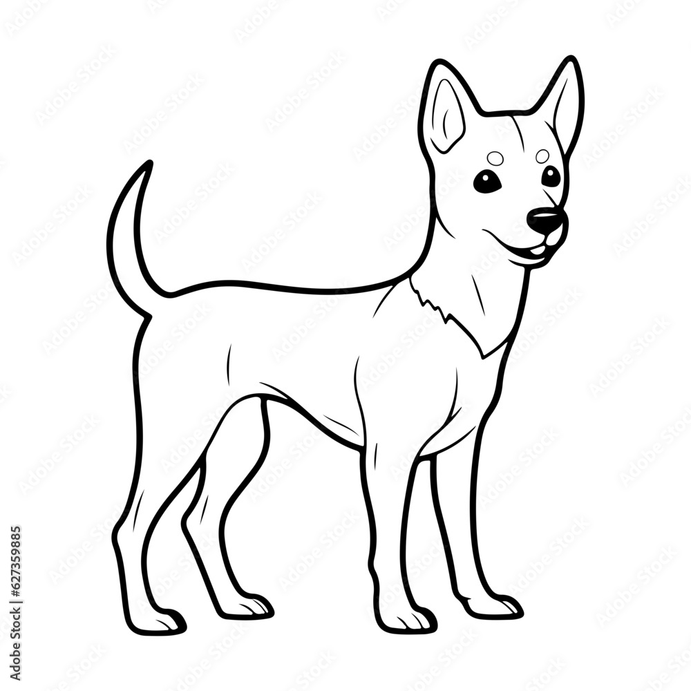 Basenji, hand drawn cartoon character, dog icon.
