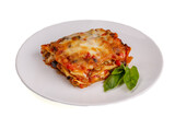 lasagne on plate on white background for restaurant menu 1