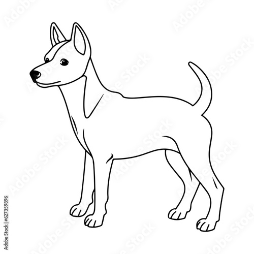 Basenji  hand drawn cartoon character  dog icon.