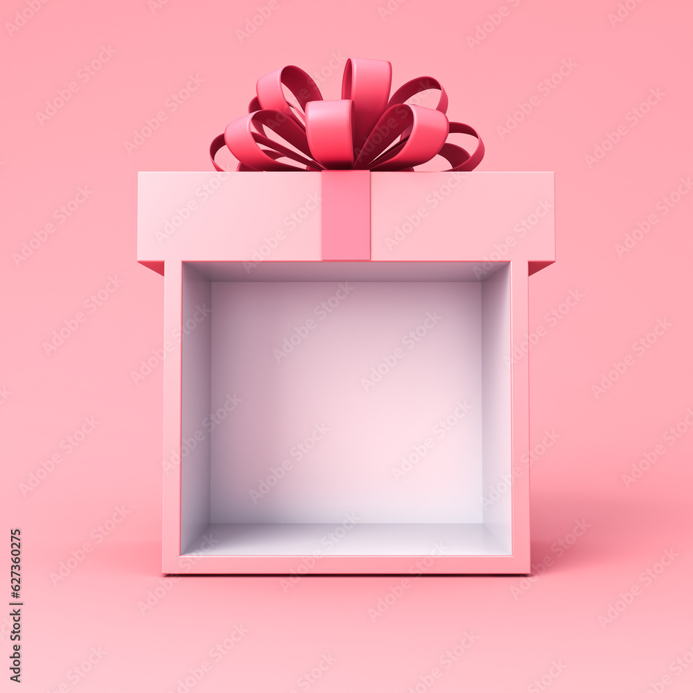 Blank gift box display showcase mock up stand with pink pastel color ...