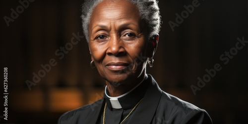 Portrait of a senior catholic female pastor in a catholic church