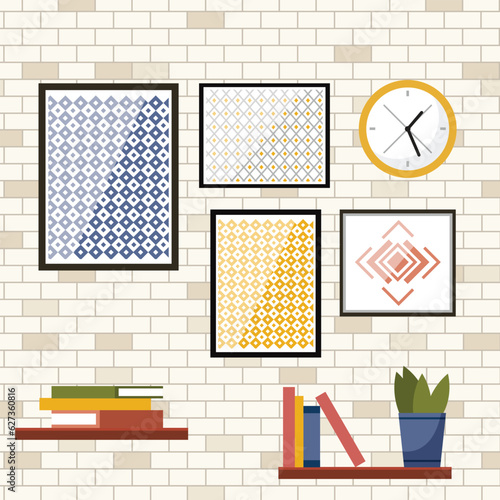 Home office. Interior vector illustration. Work from home. Furniture in office area combines style with practicality Rearranged furniture in flat to create more space Office had open floor plan