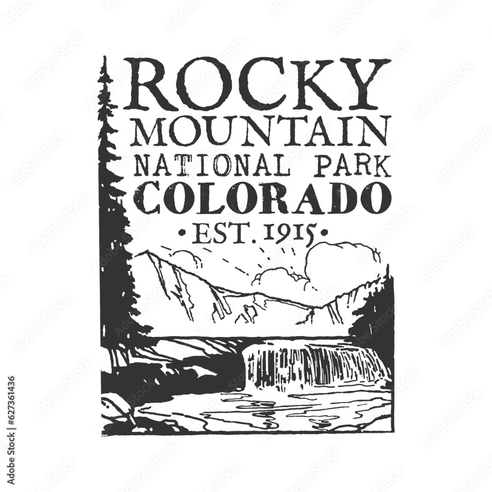 Rocky Mountains Silhouette Postal Passport. Stamp Round Vector Icon. Design Travel Postmark. 