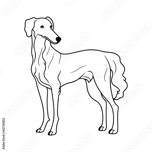 Borzoi  hand drawn cartoon character  dog icon.