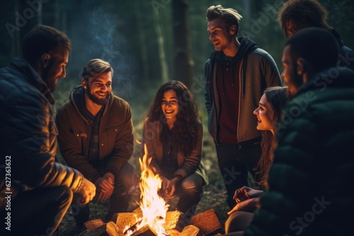 a lot of people gather around a campfire ,  generative artificial intelligence