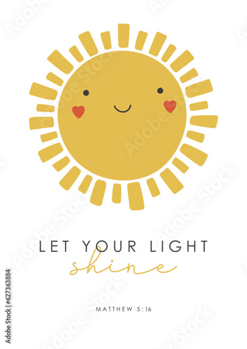 sun illustration vector, kids vector, baby design, sunshine poster, kids bible verse art