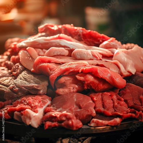 Mixture of Raw Meat on Barbecue