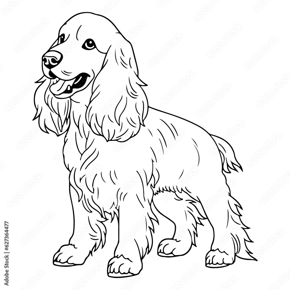 Fototapeta premium English Cocker Spaniel, hand drawn cartoon character, dog icon.