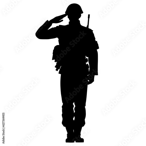 Military army soldier salute silhouette. Vector illustration photo