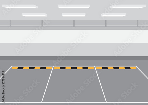 Parking lots or Car Parking Space or Empty Parking Zone Underground. Vector Illustration.