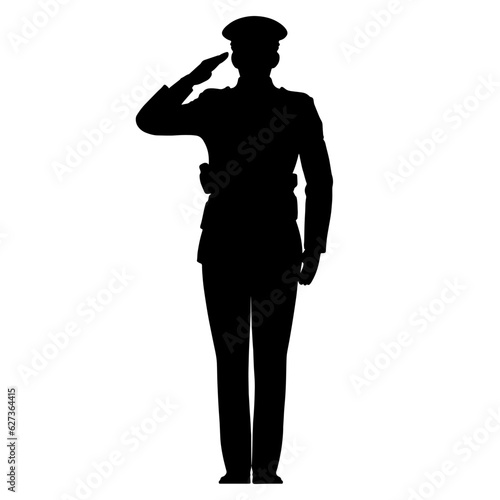 Soldier man salute silhouette. Vector illustration