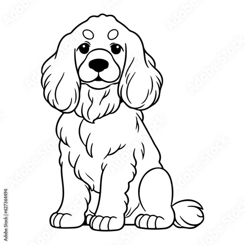 English Cocker Spaniel  hand drawn cartoon character  dog icon.