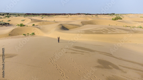 Drone View of Sand Dunes At Jaisalmer Rajasthan 