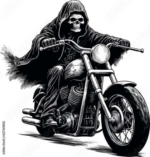 skull biker on motorcycle
