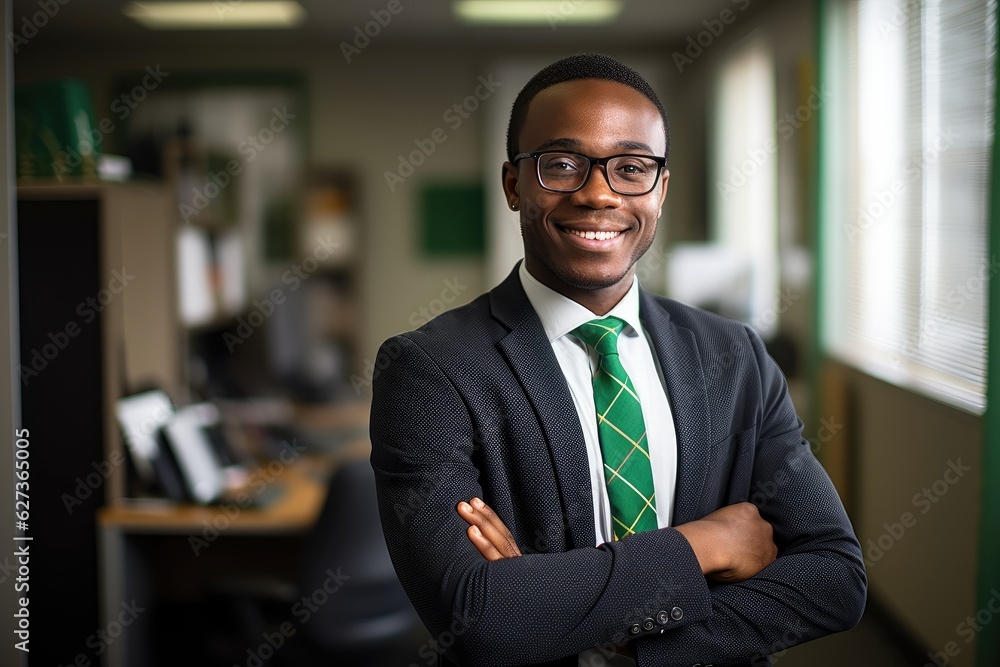 business man with his arms folded in the office. generative artificial intelligence business man with his arms folded in the office. generative artificial intelligence
