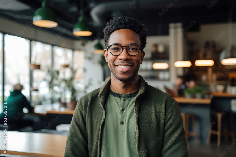 business man with his arms folded in the office.  generative artificial intelligence