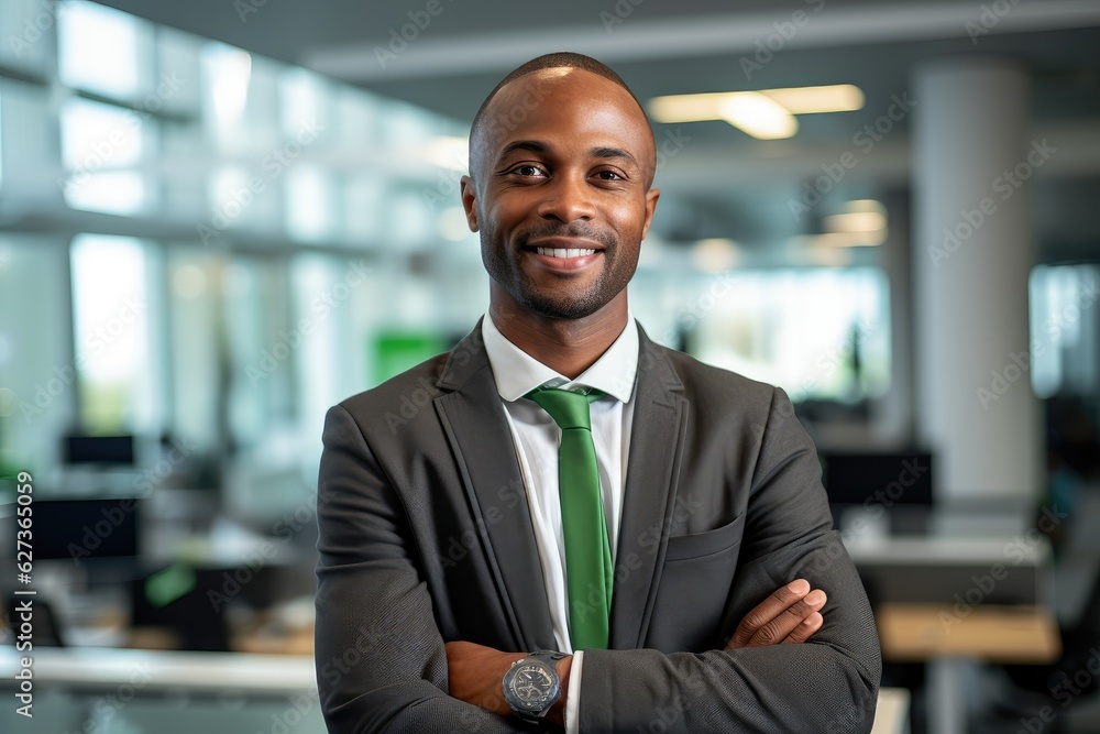 business man with his arms folded in the office. generative artificial intelligence business man with his arms folded in the office. generative artificial intelligence
