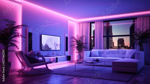 A luxury modern interior living room ultraviolet. Generative ai